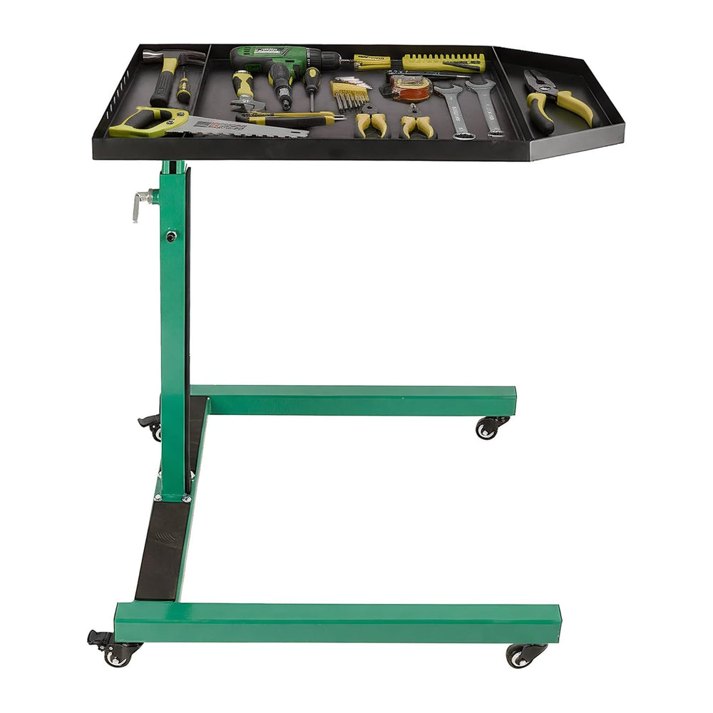 Adjustable Height Mobile Work Table, Foldable Table with Heavy Duty Steel, Ro...