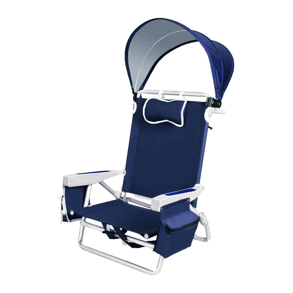 Beach Chair with Umbrella and Canopy Shade, Aluminum Backpack Beach Chairs fo...