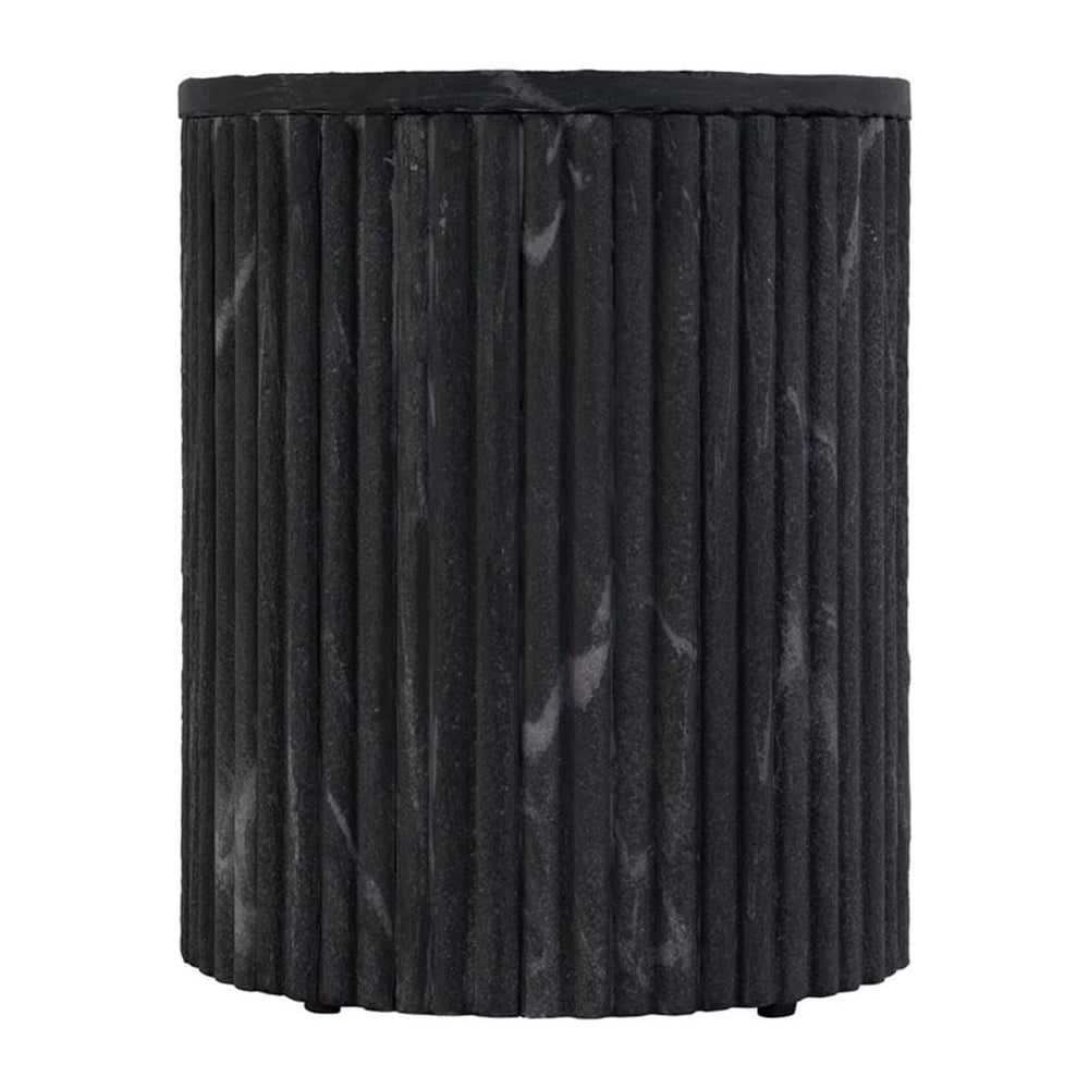 Beaumont Lane Round Marble and Wood Side Table, 15" W x 18" H, Gray...