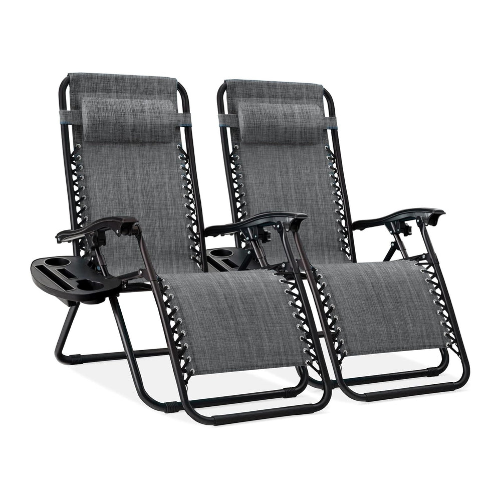 Best Choice Products Set of 2 Adjustable Steel Mesh Zero Gravity Lounge Chair...