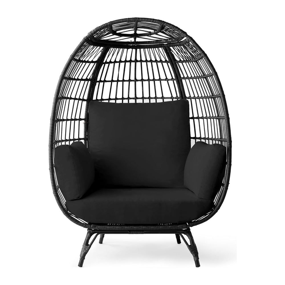 Best Choice Products Wicker Egg Chair, Oversized Indoor Outdoor Lounger for P...
