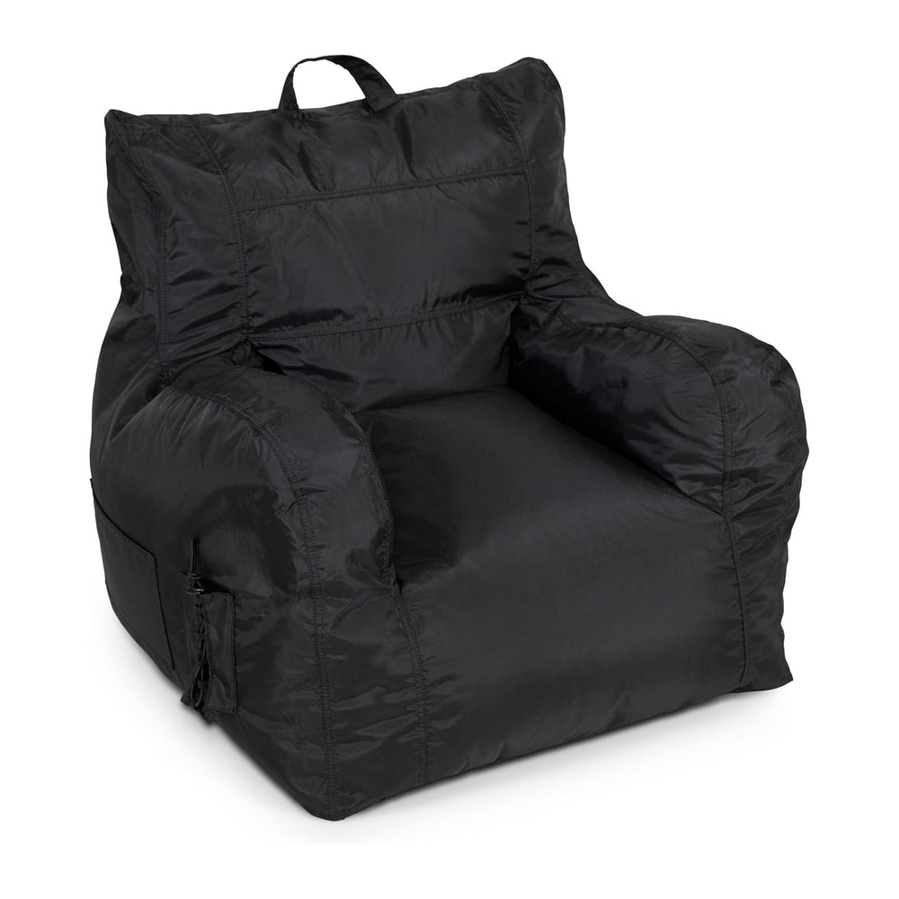Big Joe Dorm Bean Bag Chair with Drink Holder and Pocket, Black Smartmax, Dur...