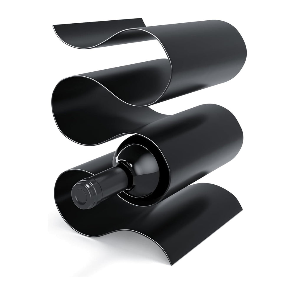 Black Wine Rack Countertop, Modern Metal Wine Rack for Inside Cabinet, Minima...