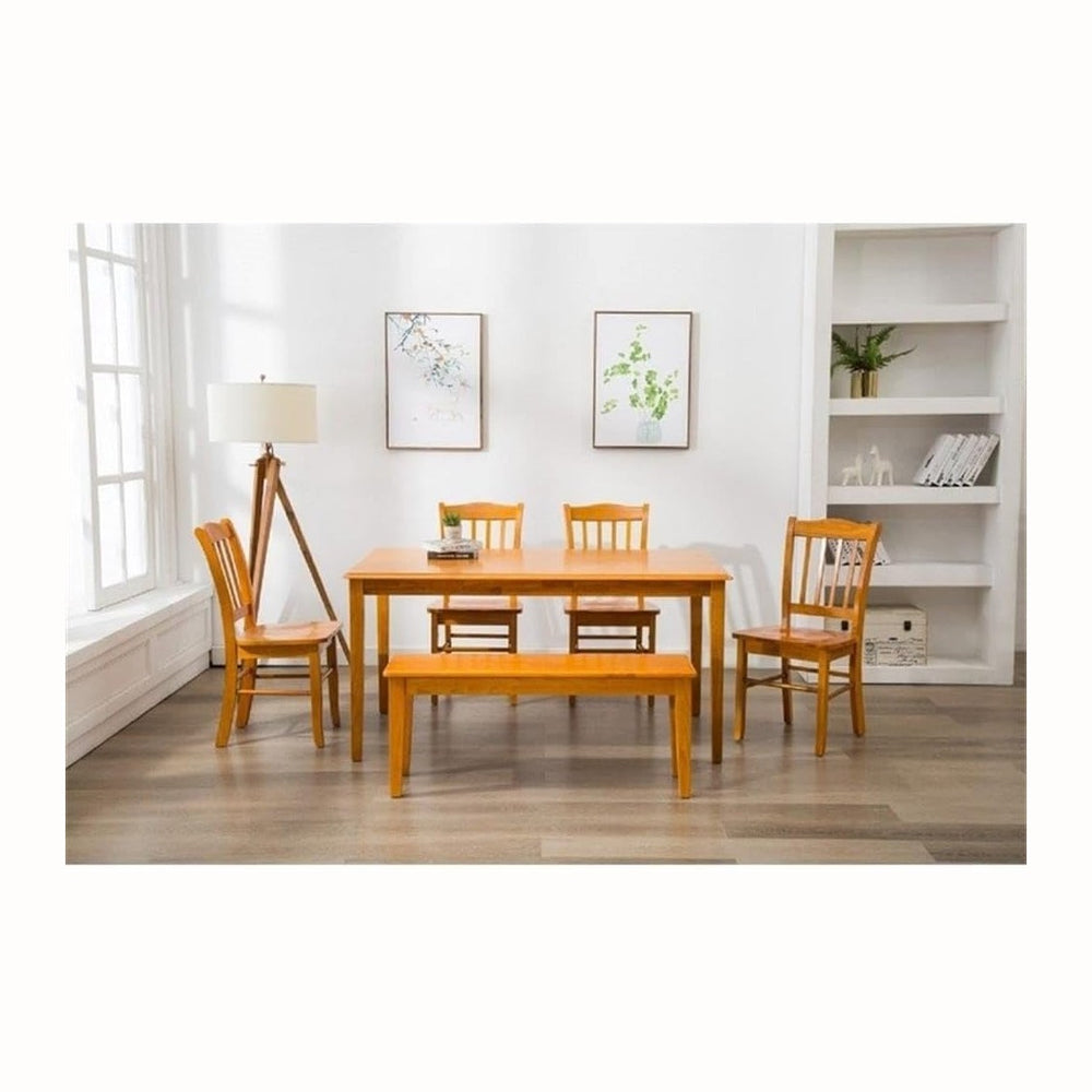 BOWERY HILL 44" Solid Rubberwood Dining Bench, Oak Finish, 18" Seat...