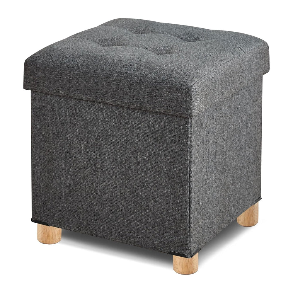 BRIAN & DANY Ottoman with Storage, Square Storage Ottoman for Dorm, Linen...