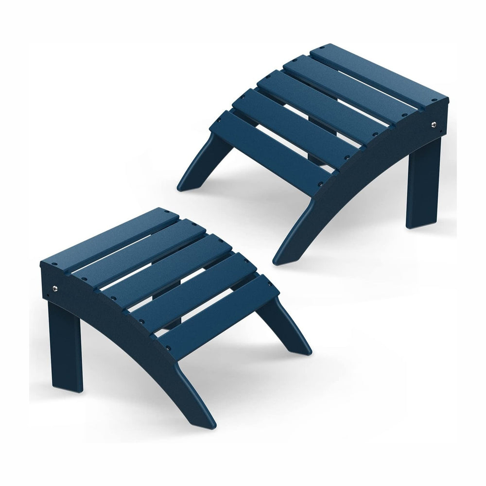 BRIOPAWS Adirondack Ottomans | Folding | Set of 2 | HDPE Plastic | Blue Outdo...