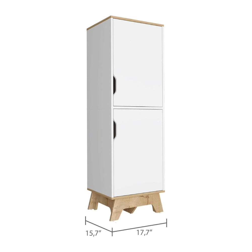 British Single Kitchen Pantry, Four Storage Shelves, Double Doors Cabinets