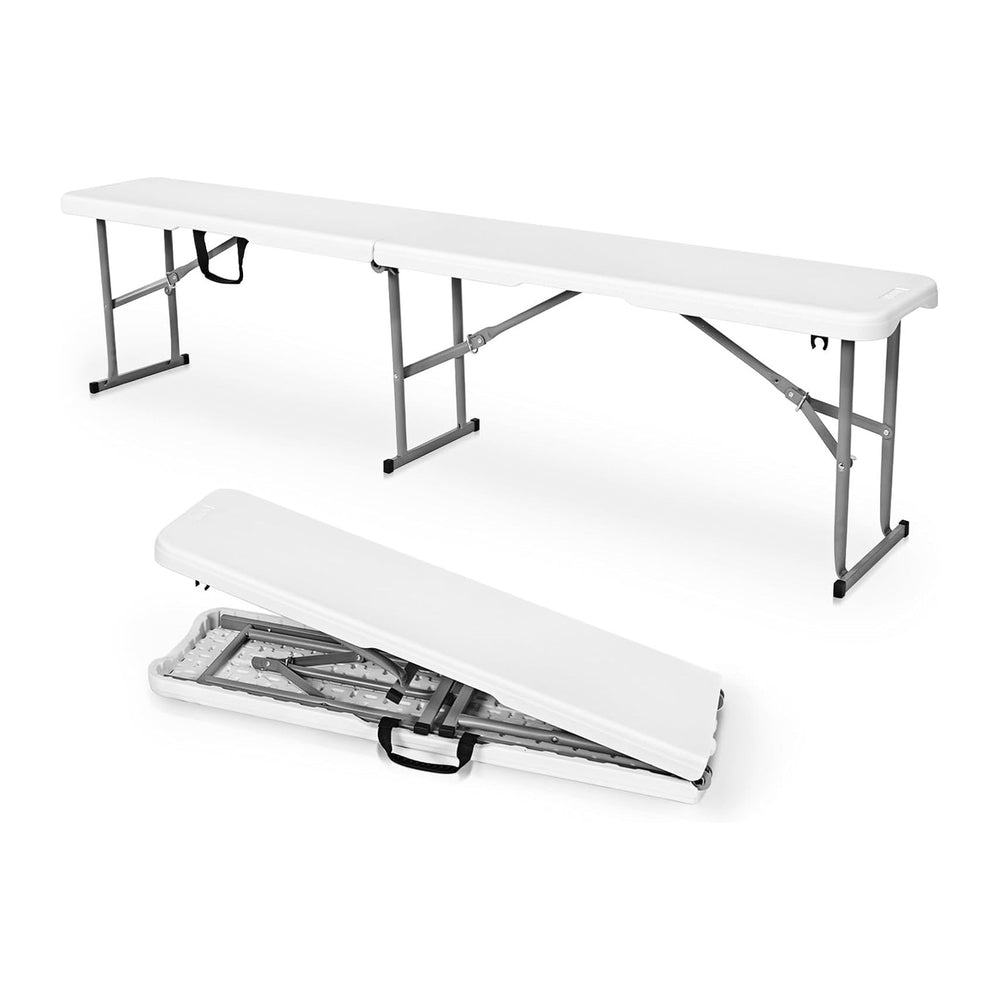 Byliable Folding Bench 6ft,Portable Plastic Bench Seat with Handle,White | He...