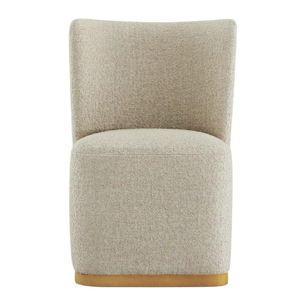CHITA Upholstered Rolling Dining Chair with Casters Set of 4, Oatmeal | FSC C...