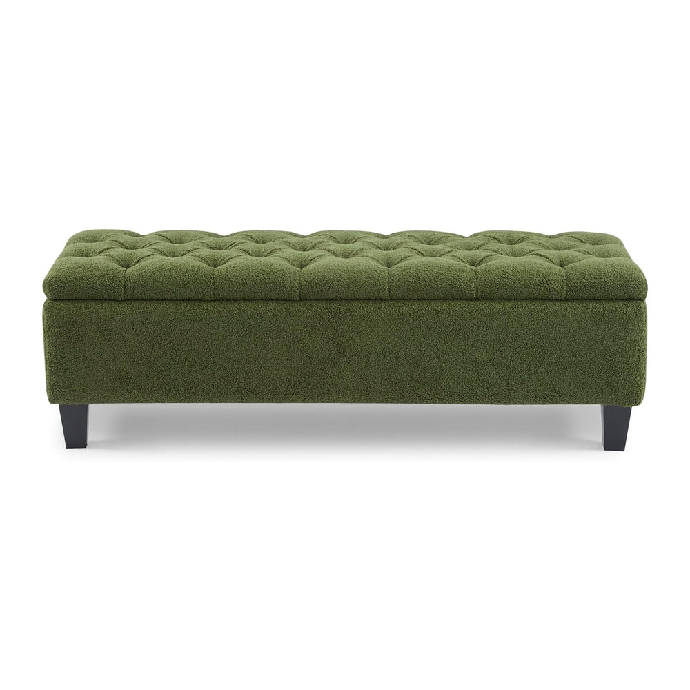 Christopher Knight Home Ottilie Boucle Fabric Storage Ottoman Bench, Wooden R...