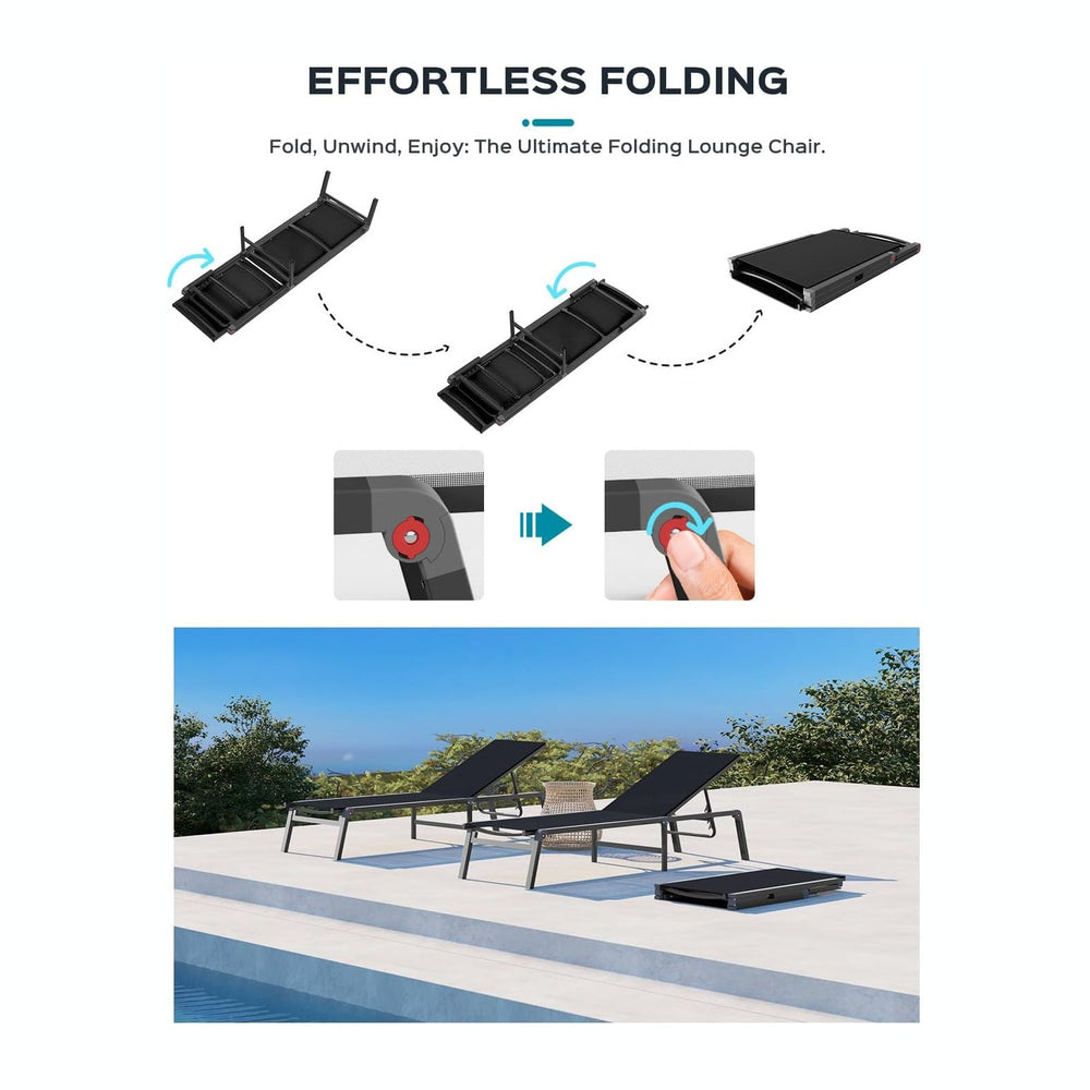 Ciokea Aluminum Chaise Lounge Ourdoor, Foldable & Assemble Free Outdoor L...
