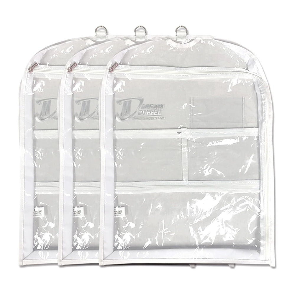 Clear Garment Bags for Dance Costumes 3-Pack, Gusseted, Short-Size, Side Zipp...