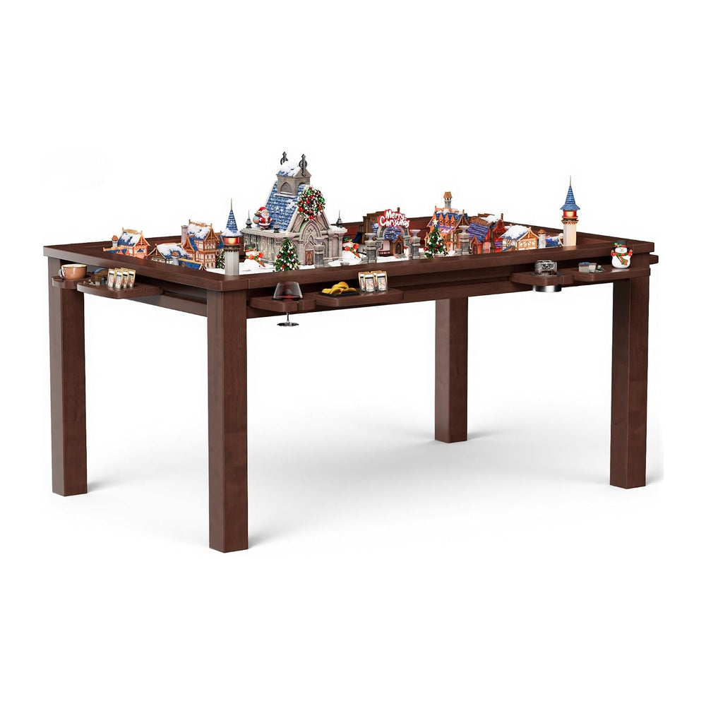 Convertible Board Game Table for 4-6 Players, Spacious Gaming Space w/Clean-E...