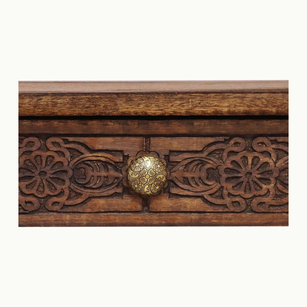 COTTON CRAFT Solid Wood Console Table - Hand Carved Accent Sofa Table | Antiq...