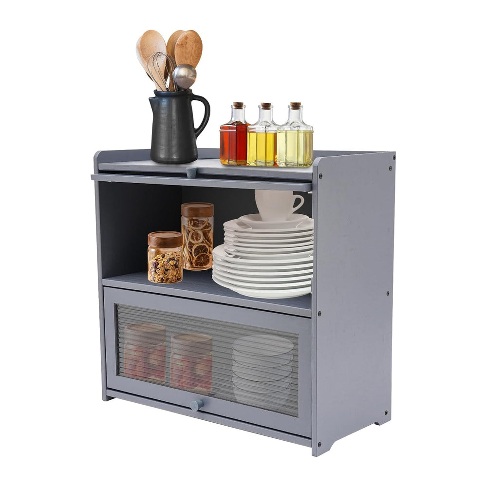 Countertop Kitchen Pantry Cabinet, 20.5x9.8x19.7in Dual-Layer Storage Cabinet...