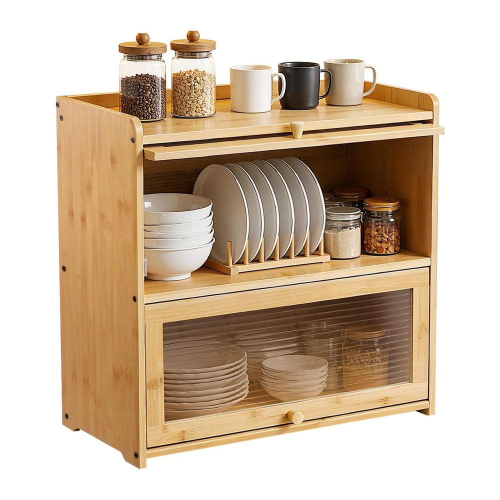 Countertop Kitchen Pantry Cabinet, 20.5x9.8x19.7in Dual-Layer Storage Cabinet...
