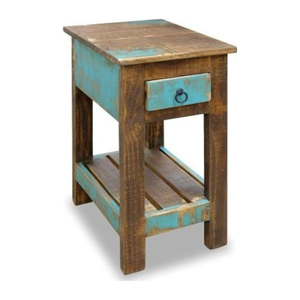 Crafters and Weavers La Boca Blue Side Table in Multi-Color
