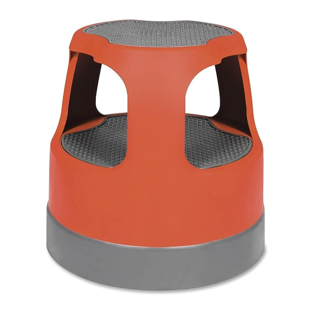 Cramer Scooter Stool, Round, 2-Step, 15", Step and Lock Wheels, 300 lb C...
