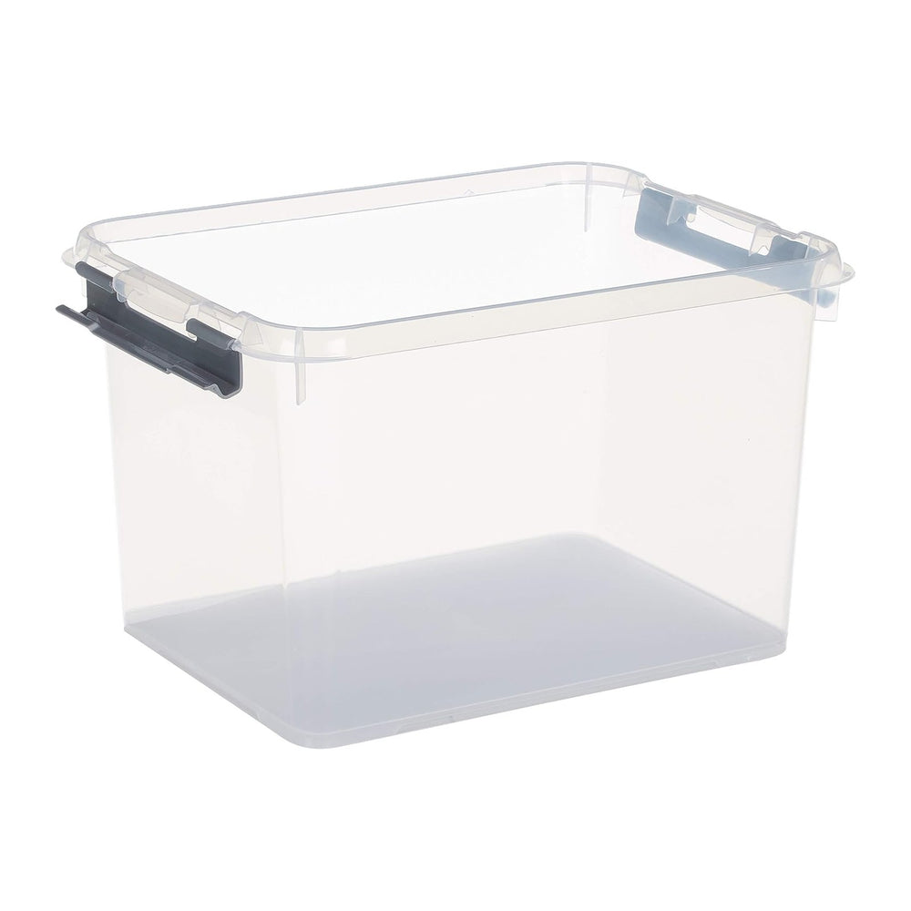 Curver Storage Box Handy Plus with lid 20L in Transparent/Silver, 40 x 29 x 2...