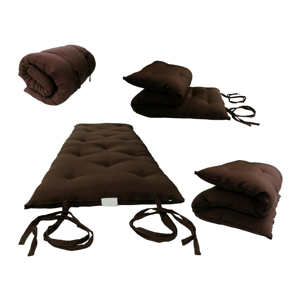 D&D Futon Furniture Brown Queen Size Traditional Japanese Floor Rolling F...