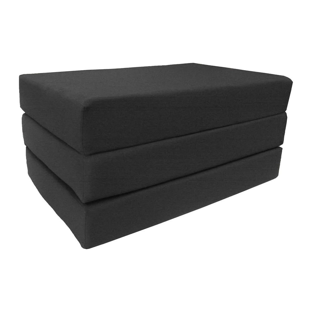 D&D Futon Furniture Trifold Foam Bed, Folding Ottoman Mattress (Black, Ch...