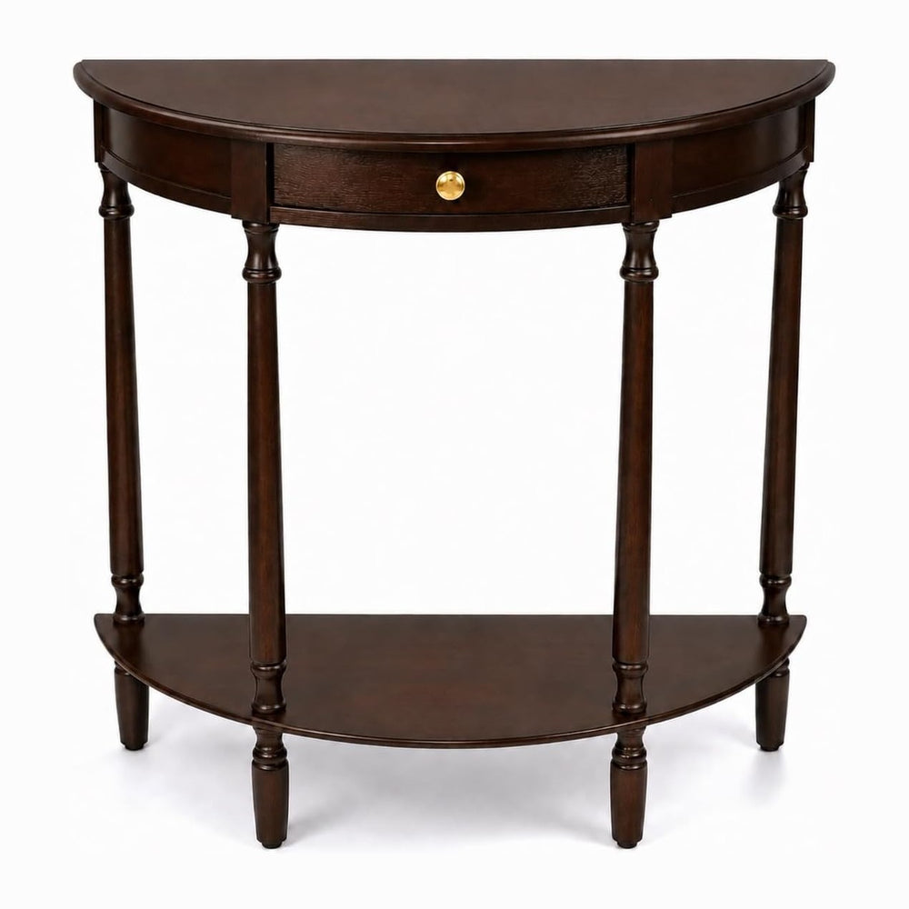 Decor Therapy Truro Half Round Console Table, Traditional Entryway Table with...
