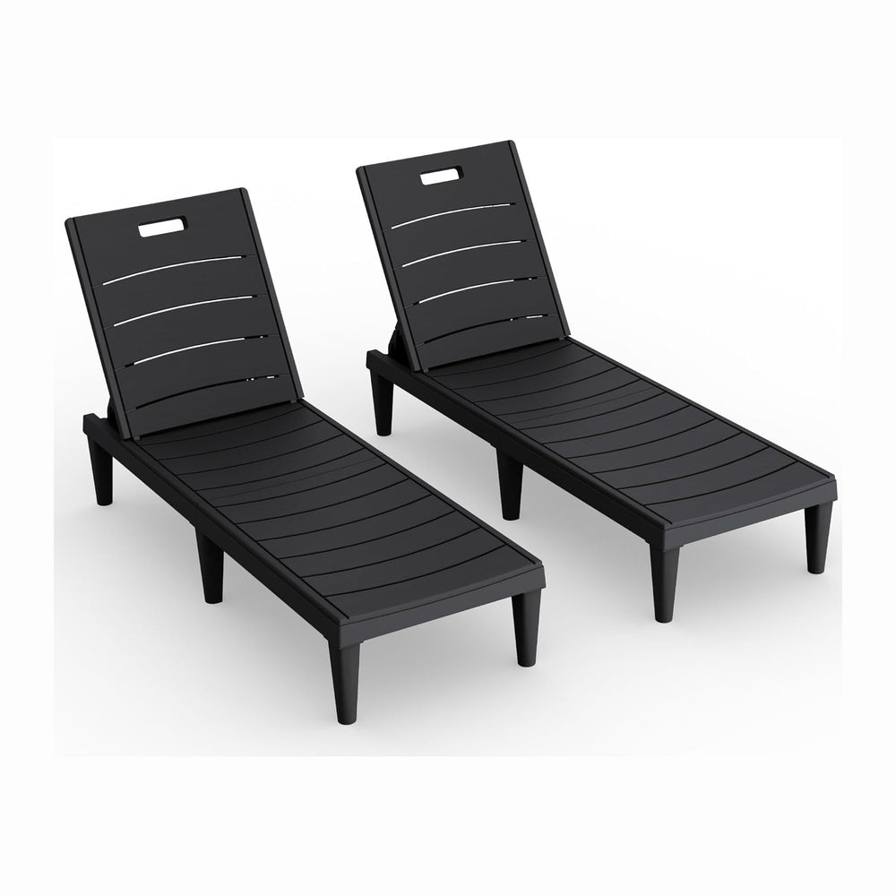 Devoko Outdoor Chaise Lounge Chair Set of 2 with 5-Position Adjustable Back, ...