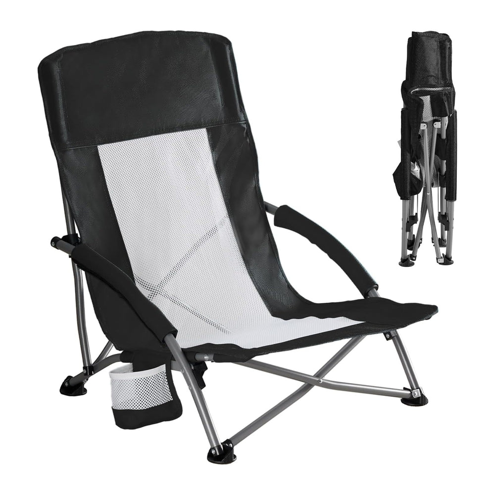 DUMOS Folding Camping Beach Chair, Lightweight Low Portable Beach Chair with ...