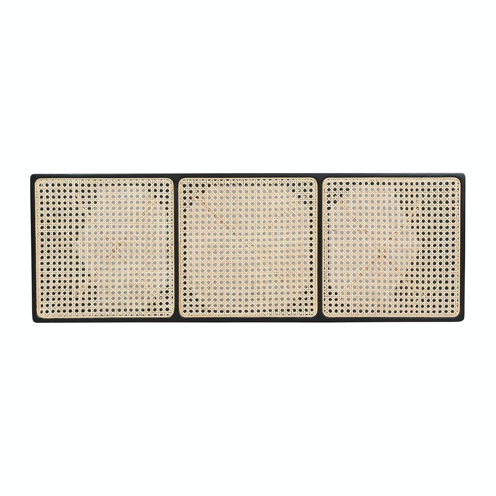 East at Main Black Wood Cane Bench for Entryway, Bedroom, or Living Room – Wo...