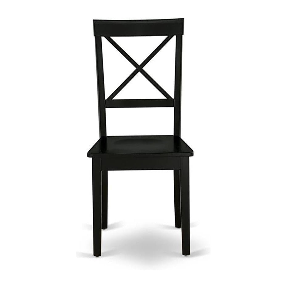 East West Furniture BOC-BLK-W Boston Dining Room Chairs - Cross Back Solid Wo...