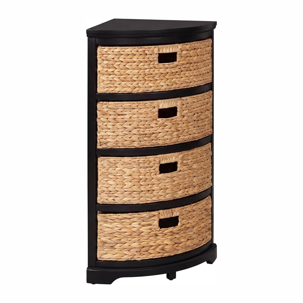 eHemco Hampton Meadows 4 Tier X-Side Corner Table Storage Cabinet with 4 Wick...