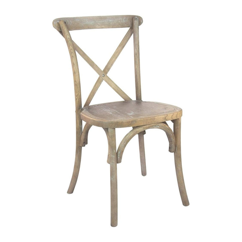 EMMA + OLIVER 2-Pack Wooden X-Back Dining Chair - Light Brown Natural Finish