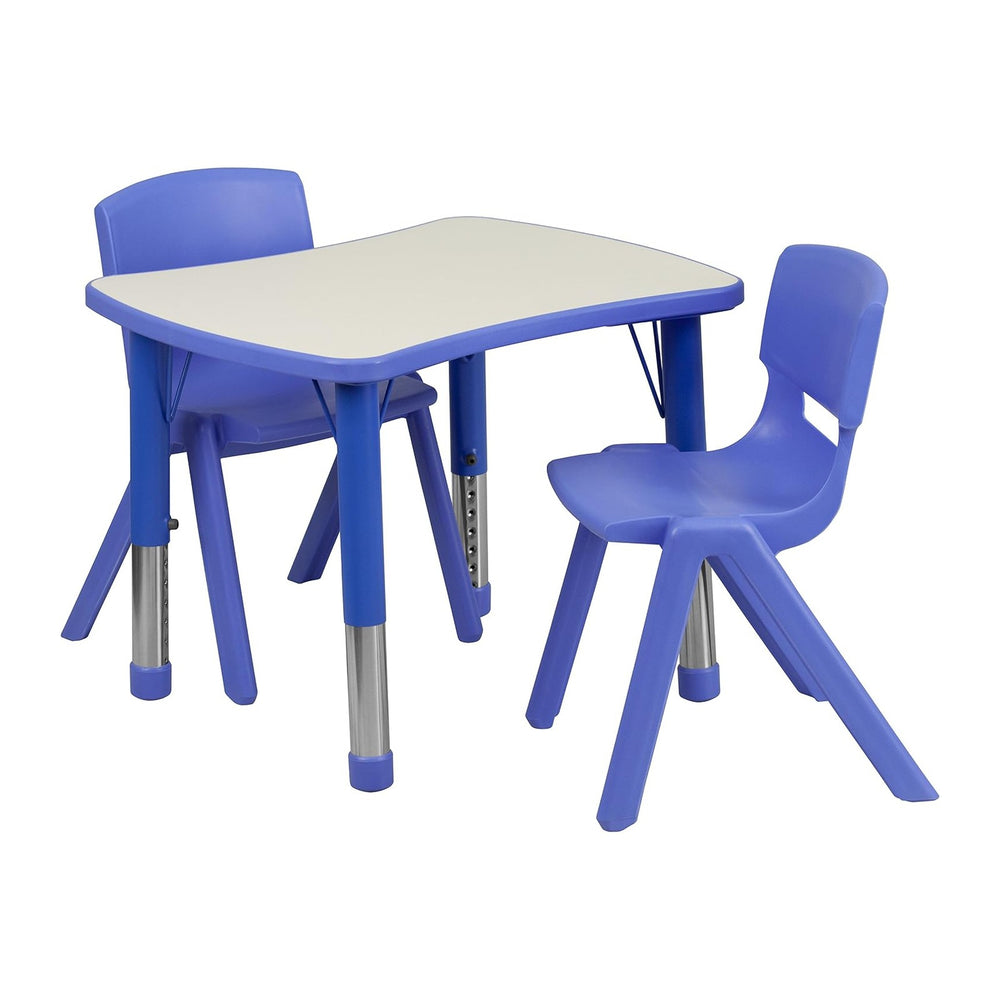Emma + Oliver Blue Activity Table Set with 2 Chairs | Plastic Top, Easy Assembly