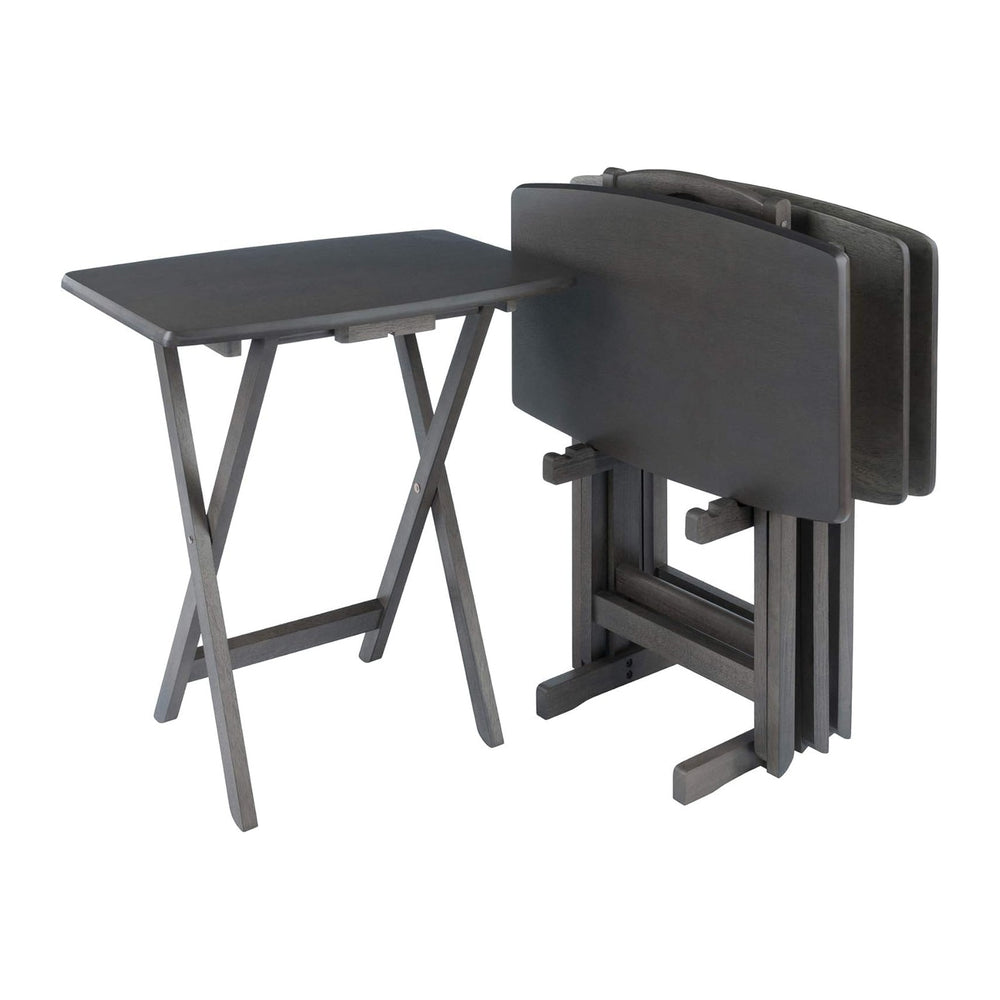 Ergode TV Tray Tables Set of 5 Folding X-Frame Oyster Gray