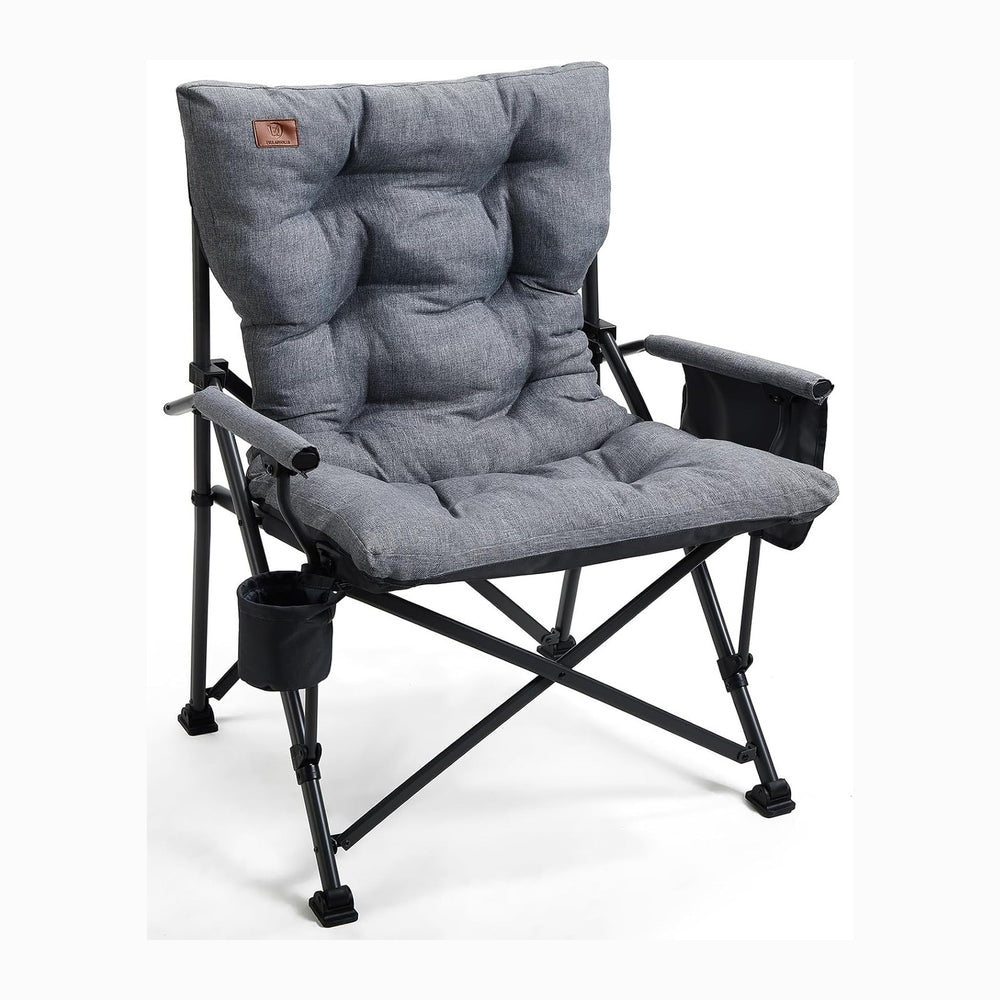 EVER ADVANCED Padded Oversized Folding Camping Chair for Adults, Heavy Duty L...