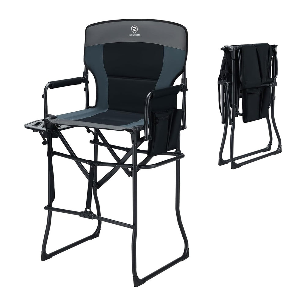EVER ADVANCED Portable 30.7" Seat Height Tall Folding Camping Chair Dire...