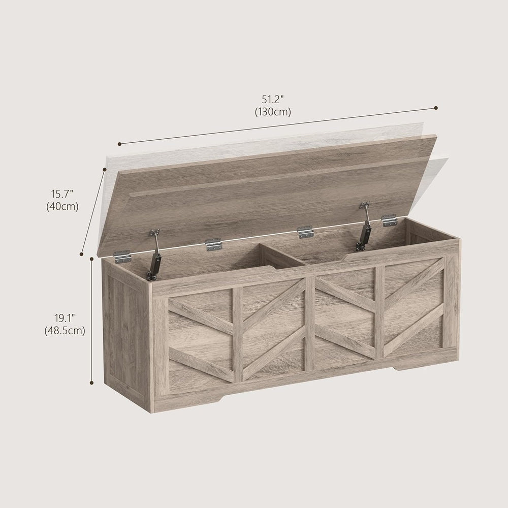 Extra Large Storage Chest, Storage Bench with 2 Safety Hinges | 51.2" St...