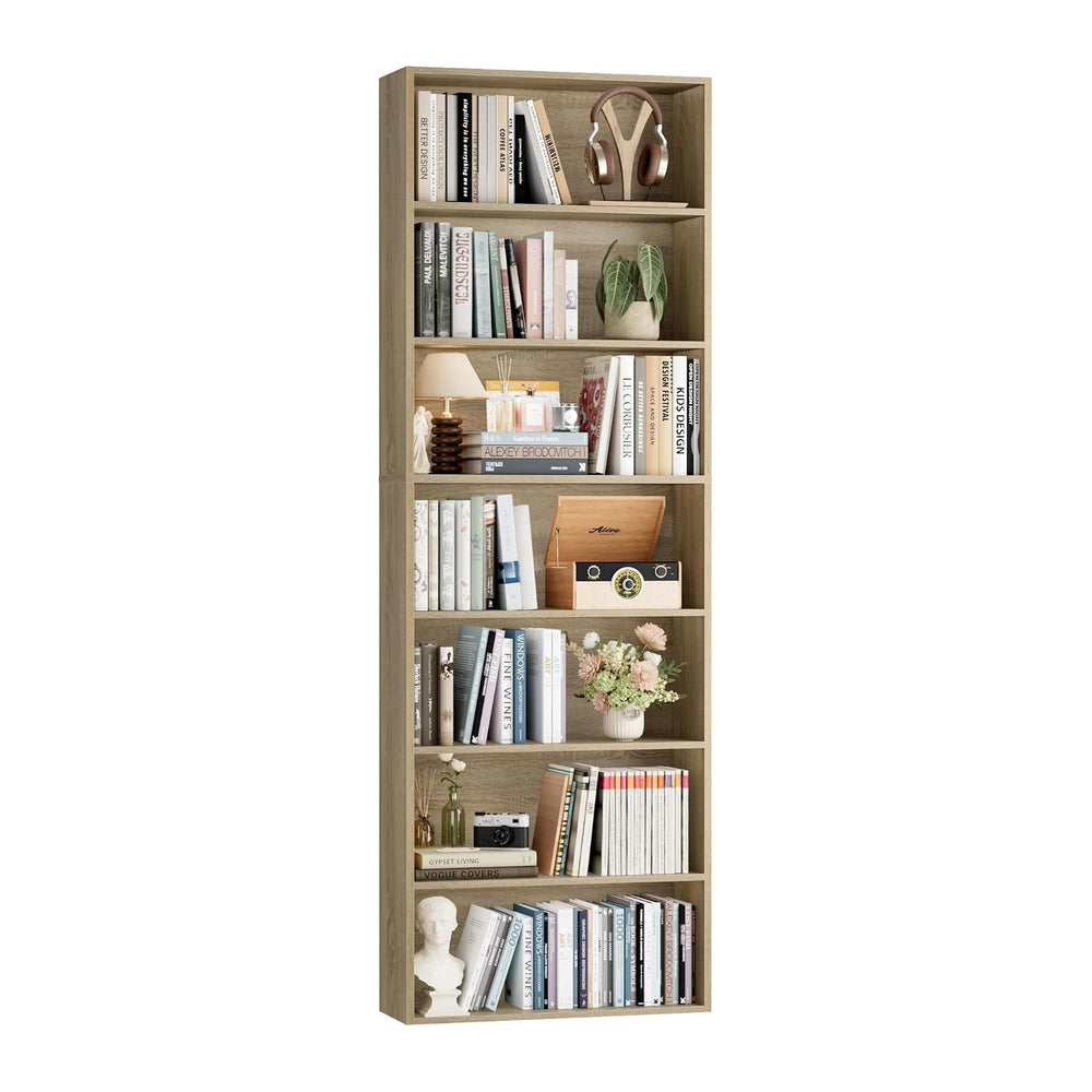 FACBOTALL 82" Tall Bookshelf Bookcase 7-Tier Open Display Shelves,Light Oak
