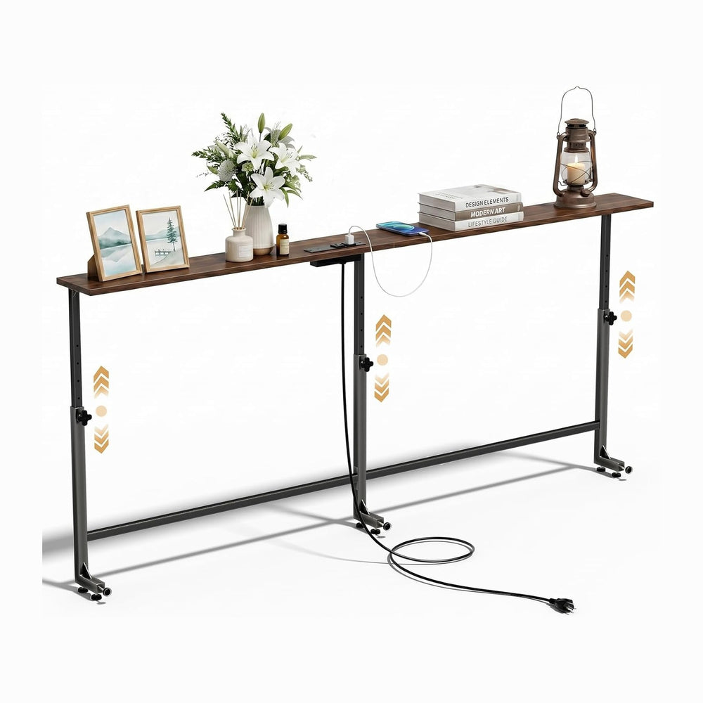 Faesun 67 Inch Behind Couch Table, 23.6"-34.6" Adjustable Height Ra...