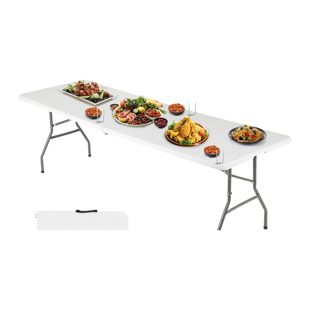 FDW | 6FT Folding Table | White | Portable Plastic Table | with Carry Handle ...