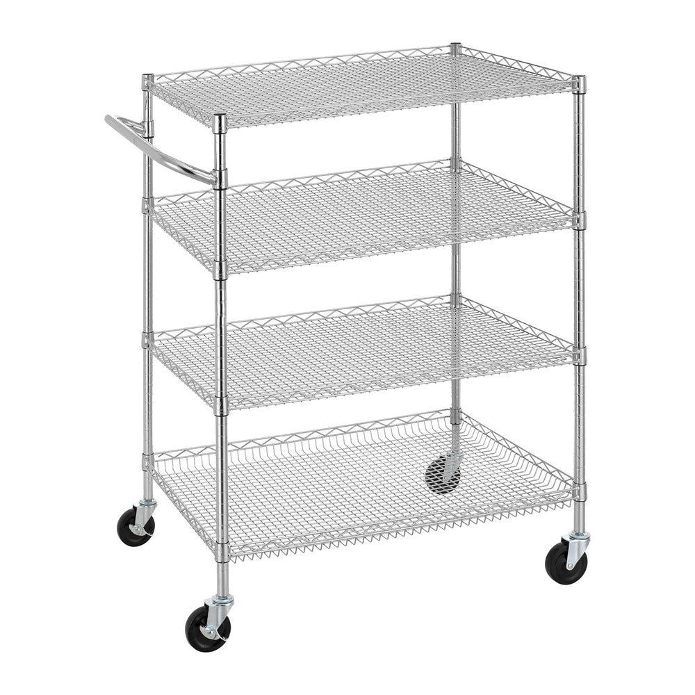 Finnhomy 4 Tier Heavy Duty Commercial Grade Rolling Cart with Handle Bar, Met...