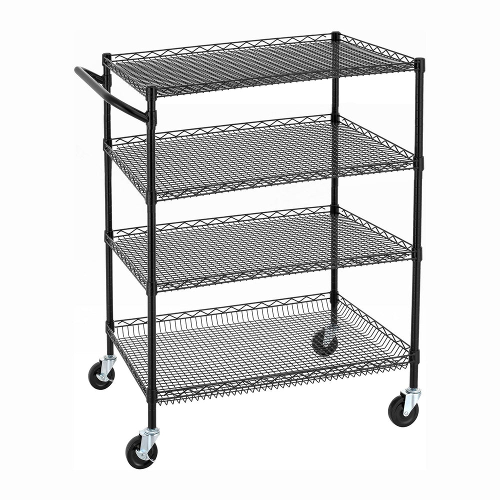Finnhomy 4 Tier Heavy Duty Commercial Grade Rolling Cart with Handle Bar, Met...