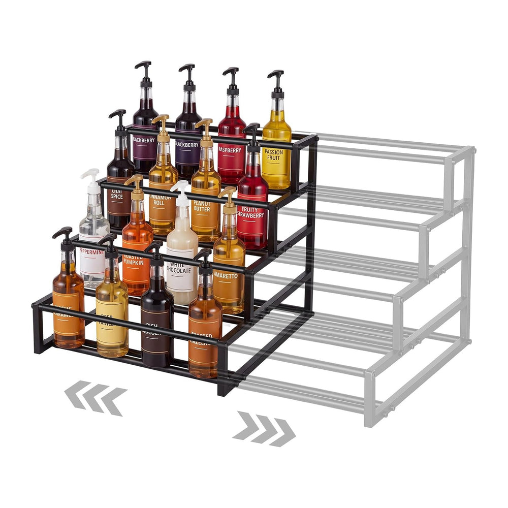 Flutesan Expandable 4-Tier Coffee Syrup Organizer 12.2-20.5 Inch Heavy Duty C...