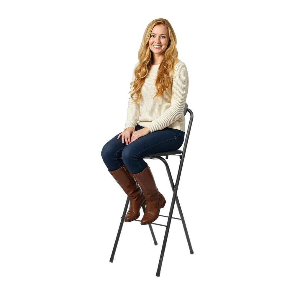 Foldable Bar Chair, 29.53" Tall Folding Chair Portable Stools with Backr...