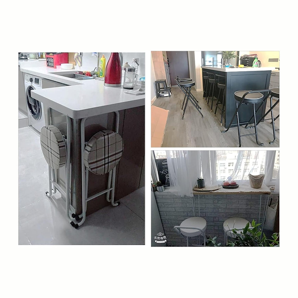 Folding Bar Stool, Portable Folding Stool Chair Heavy Duty, Indoor Tall Bar s...