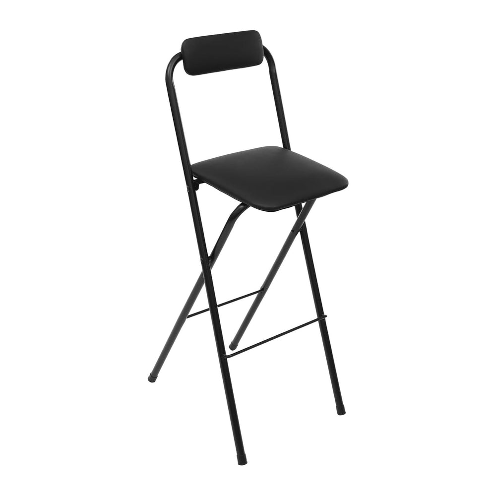 Folding Stool, Cushioned Padded Folding Stool Portable Bar Stool with Back fo...