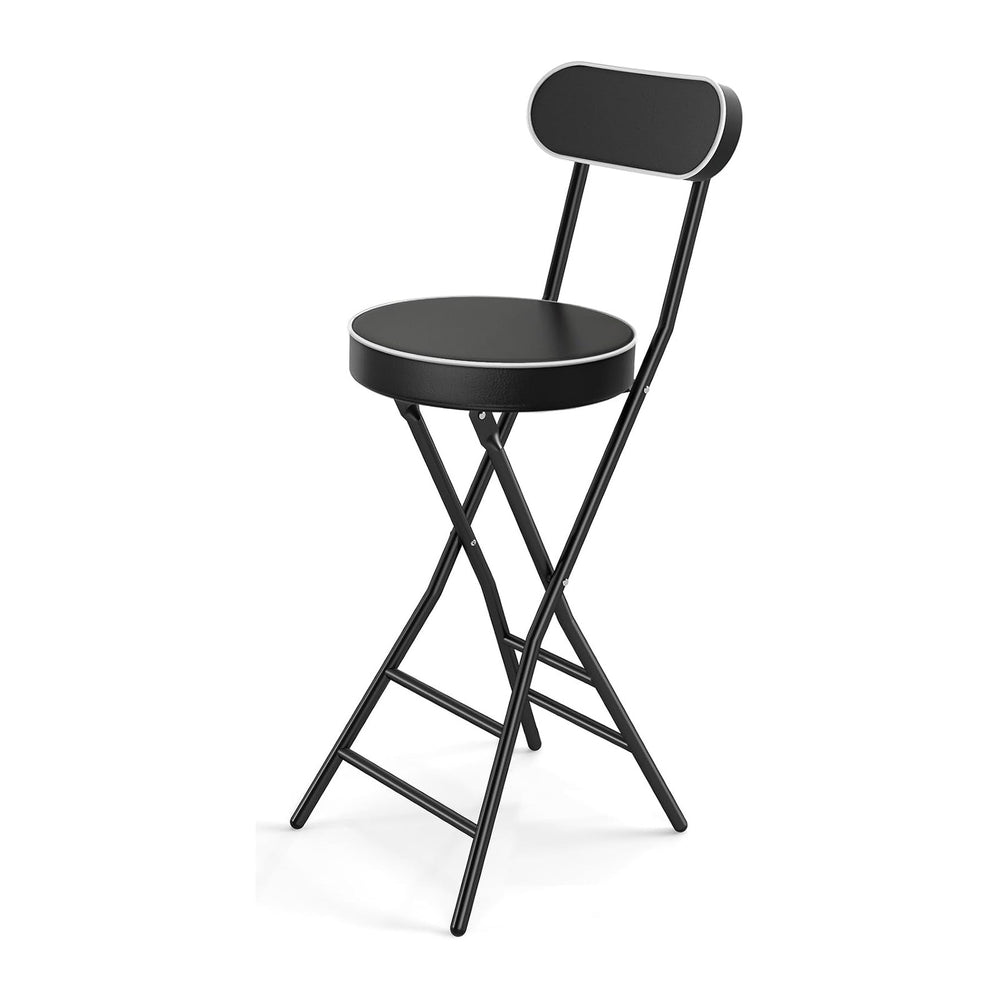 Folding Stool with Back Support, 24 Inch Portable Collapsible Bar Stool | wit...