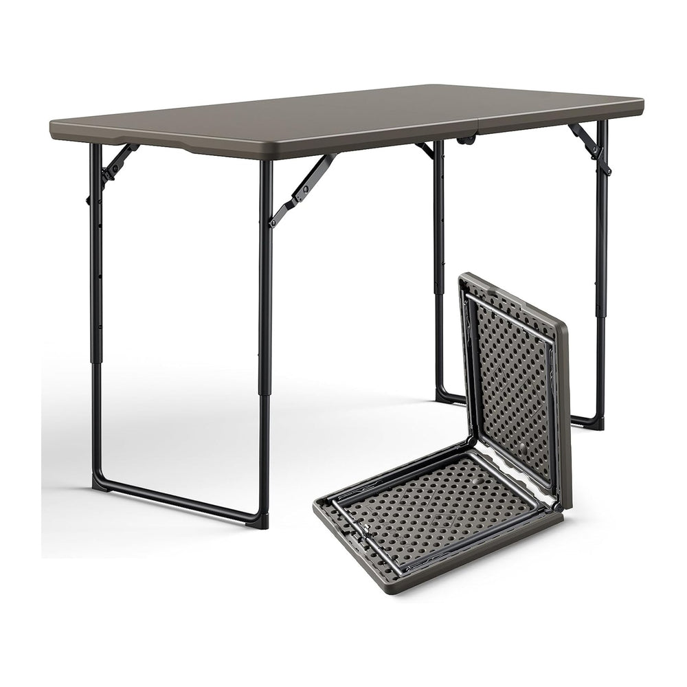 Folding Table, 4FT Foldable Picnic Table with Carrying Handle, Heavy Duty Fol...