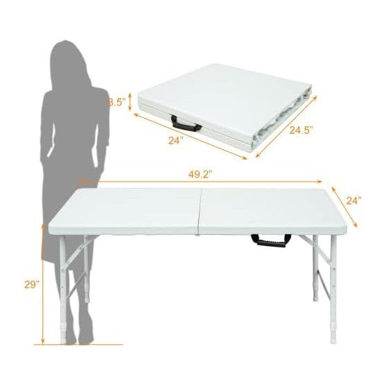 Folding Table 4FT, Heavy Duty Portable Plastic Folding Table with Handle, Ant...