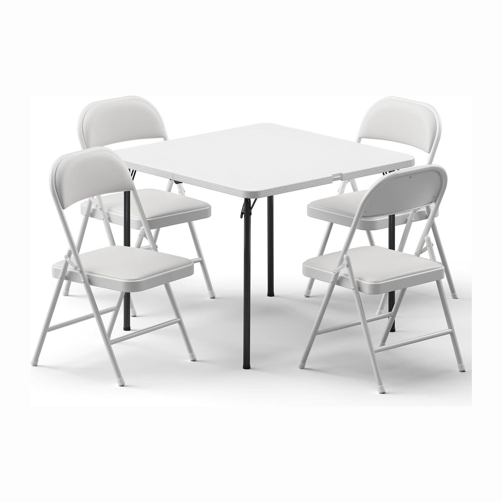 Folding Table and Chairs Set for 4, 36 Inch Foldable Card Table with Carrying...